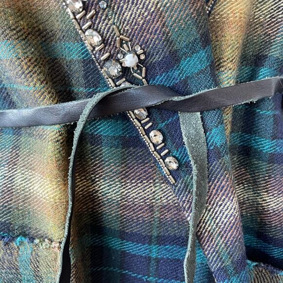 Isabel Marant Milroy Linen & Wool plaid embellished tie waist Coat FR44 US 12 - Picture 11 of 14
